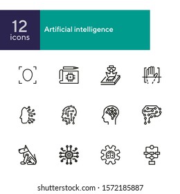 Artificial intelligence line icon set. Brain, gear, setting. Science concept. Vector illustration can be used for topics like shopping, wardrobe, winter