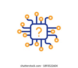 Artificial intelligence line icon. Support network sign. Question mark symbol. Quality design element. Line style artificial intelligence icon. Editable stroke. Vector