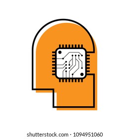 Artificial intelligence line icon, vector illustration