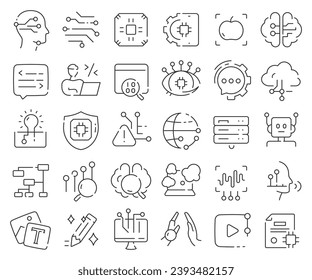 Artificial intelligence line icons collection. Thin outline icons pack. Vector illustration eps10