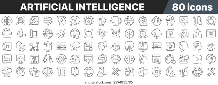 Artificial intelligence line icons collection. Big UI icon set in a flat design. Thin outline icons pack. Vector illustration EPS10