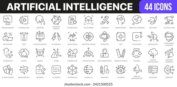 Artificial intelligence line icons collection. UI icon set in a flat design. Excellent signed icon collection. Thin outline icons pack. Vector illustration EPS10