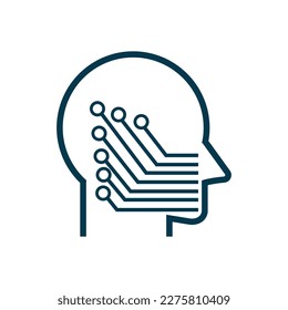 Los iconos de la línea de inteligencia artificial. Conjunto de cerebro, ai, cabeza, máquina, tecnología