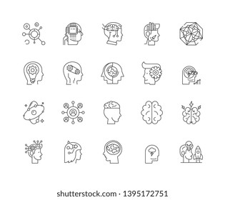 Artificial intelligence line icons, signs, vector set, outline illustration concept 