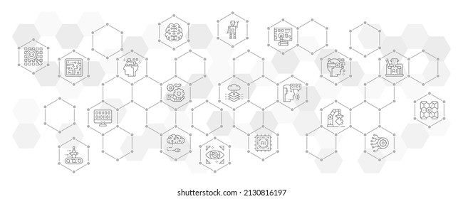 Artificial Intelligence line infographic template. Robotics, Chatbot, Database, Big Data vector illustration for web design layout, business banner.