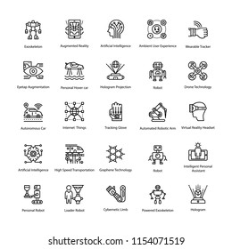 
Artificial Intelligence Line Vector Icons Set
