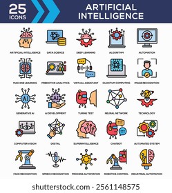 Artificial Intelligence Lineal Color Icon Collection
