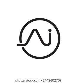 Artificial Intelligence Logo. Ai logo Concept. Vector symbol (AI). Abstract letter Ai logo. This logo icon incorporate with abstract shape in the creative way. It look like letter A and I.