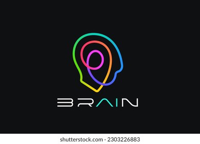 Artificial Intelligence Logo AI Human Head Face Colorful Design Vector template Linear Outline style. Psychology Mental Health Mind Education Learning Knowledge Brainstorm Logotype concept icon idea.