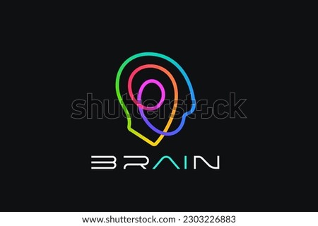 Artificial Intelligence Logo AI Human Head Face Colorful Design Vector template Linear Outline style. Psychology Mental Health Mind Education Learning Knowledge Brainstorm Logotype concept icon idea.