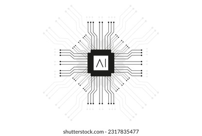 Artificial intelligence logo background gradient color and black and white silhouette suitable for ai or technology background and illustration of technology development articles