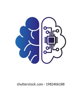 Artificial Intelligence Logo. Brain With Circuit Logo Vector