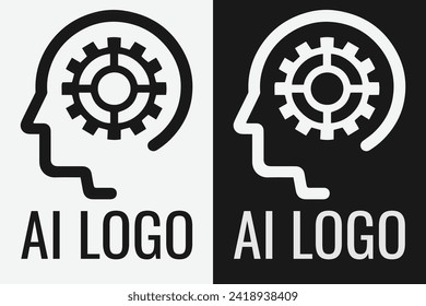 Artificial intelligence logo design. AI concept logotype idea