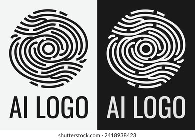Artificial intelligence logo design. AI concept logotype idea