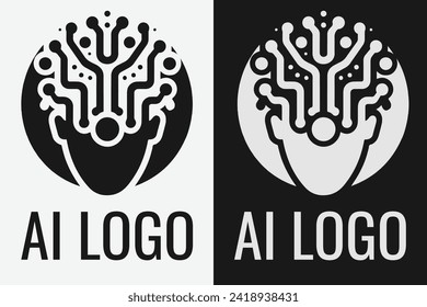Artificial intelligence logo design. AI concept logotype idea