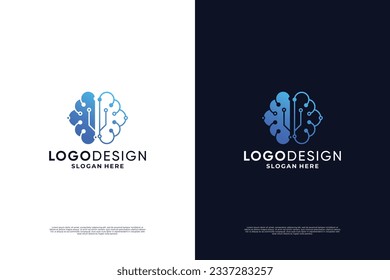 Artificial intelligence logo design. Digital brain connection logo.