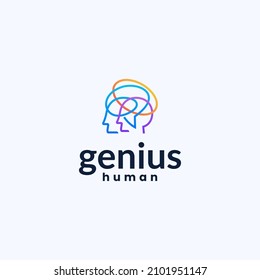 Artificial Intelligence Logo, Human Head Virtual Icon Logo Design Element,