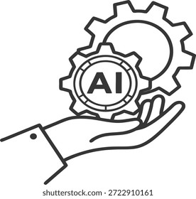 Ícone de logotipo de inteligência artificial, Símbolo de AI de mão, Design de vetor de tecnologia moderno