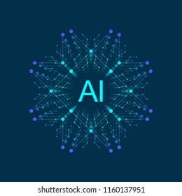 Artificial Intelligence Logo, Icon. Vector symbol AI. Deep Learning and Future Technology Concept Design