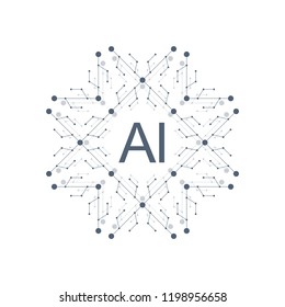 Artificial Intelligence Logo Icon Vector symbol AI. Deep Learning and Future Technology Concept Design