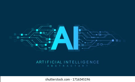 Logotipo de inteligência artificial, ícone. Símbolo vetorial AI, conceito de rede neural de blockchain de aprendizado profundo. Aprendizado de máquina, inteligência artificial, inteligência artificial