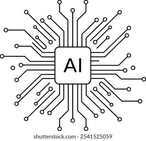 Artificial Intelligence Logo, Icon. Vector symbol AI, deep learning blockchain neural network concept. Machine learning, artificial intelligence