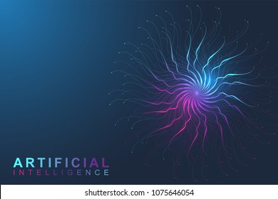 Artificial Intelligence Logo. Artificial Intelligence and Machine Learning Concept. Vector symbol AI. Neural networks and another modern technologies concepts. Technology sci-fi concept.