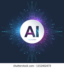 Artificial Intelligence Logo. Artificial Intelligence and Machine Learning Concept. Vector symbol AI. Neural networks. Deep learning and future technology concept design