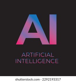 Artificial Intelligence Logo. Artificial Intelligence and Machine Learning Concept. Vector symbol (AI). Neural networks and another modern technologies concepts