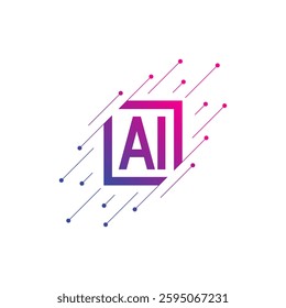 artificial intelligence logo. navy blue-purple artificial intelligence logo. artificial intelligence concept for education, technology, science world