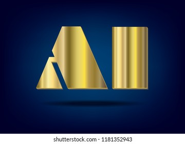 Artificial intelligence logo On blue background, concept of modern technology In the future world.