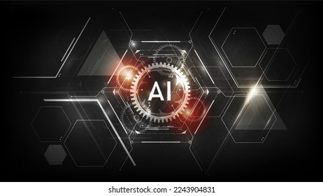 Artificial Intelligence Logo on futuristic technology background, AI disruption concept, neural network, big data, digital Hud futuristic and deep learning, vector illustration