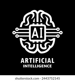 Artificial intelligence logo, symbol on a dark background.