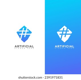 artificial intelligence logo vector template