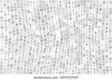Artificial intelligence and machine learning. Abstract digital code visualization. Big data code representation. Stream of encoded data.