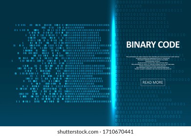 Artificial intelligence and machine learning. Abstract binary code visualization. Big data code representation. Stream of encoded data