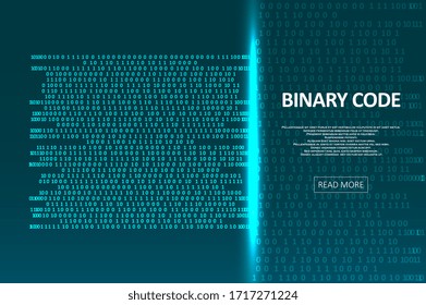 Artificial intelligence and machine learning. Abstract binary code visualization. Big data code representation. Stream of encoded data