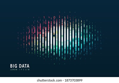 Artificial intelligence and machine learning. Abstract digital code visualization. Big data code representation. Stream of encoded data.