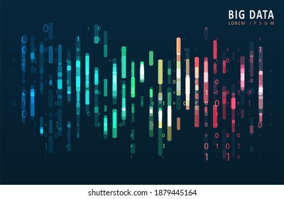 Inteligencia artificial y aprendizaje automático. Resumen de visualización de código digital. Representación de códigos de datos grandes. Secuencia de datos codificados.