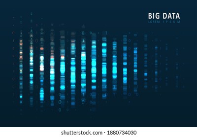 Artificial intelligence and machine learning. Abstract digital code visualization. Big data code representation. Stream of encoded data.