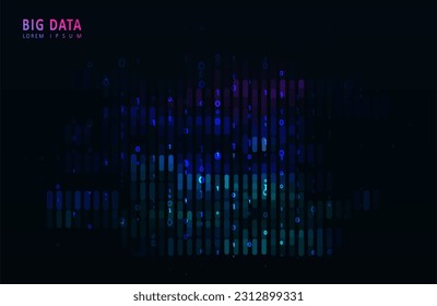 Artificial intelligence and machine learning. Abstract digital code visualization. Big data code representation. Stream of encoded data.