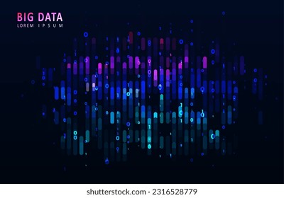 Artificial intelligence and machine learning. Abstract digital code visualization. Big data code representation. Stream of encoded data.