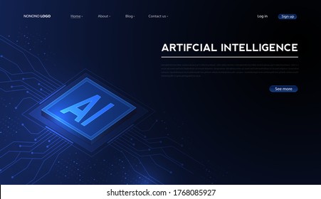 Artificial intelligence, machine learning, ai, data deep learning for future technology artwork, mining, isometric, neural network, machine programming and Responsive web banner. vector Illustration. 
