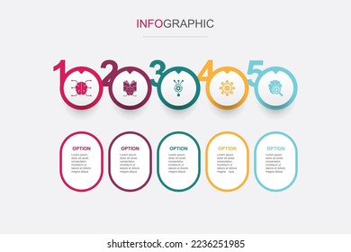 Artificial Intelligence, Machine learning, Algorithm, Autonomous, Deep learning icons Infographic design template. Creative concept with 5 steps