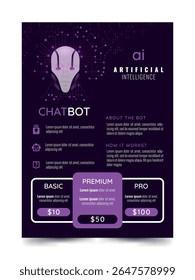 Artificial intelligence and machine learning. Bot and chatbot. Poster, brochure, flyer