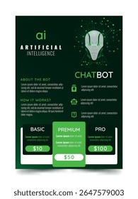 Artificial intelligence and machine learning. Bot and chatbot. Poster