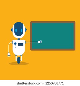 Artificial Intelligence. Machine learning cocncept. Modern Robot in flat style.