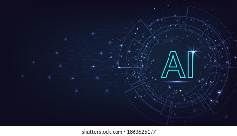 Artificial Intelligence. Artificial Intelligence and Machine Learning Concept. Vector symbol (AI). AI technology background. another modern technologies concepts.
