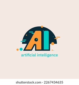 Artificial intelligence and Machine learning concept logo. AI monogram initials letter text alphabet symbol. Neural networks and another modern technologies concept. Technology sci-fi concept. Vector