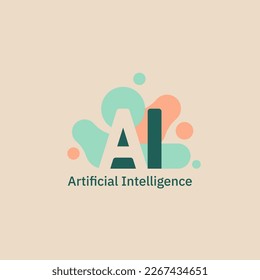 Artificial intelligence and Machine learning concept logo. AI monogram initials letter text alphabet symbol. Neural networks and another modern technologies concept. Technology sci-fi concept. Vector